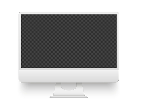 White pc screen. Mockup electronics device. Office computer display, realistic lcd gadgets monitor electronic vector illustration