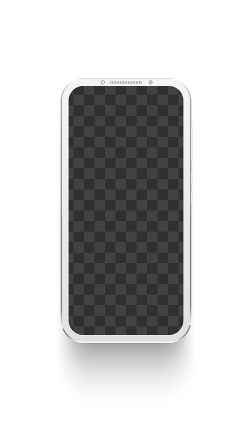 White smartphone. Mockup electronics device display or telephone touchscreen. Mobile phone lcd screen design realistic vector illustration