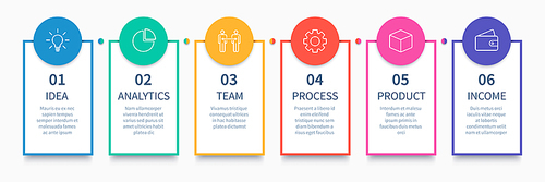 Process columns infographic. Business steps chart, workflow layout diagram and way from idea to income. Price list, infographic comparison checklist column vector presentation concept
