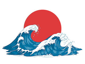 Storm waves seamless pattern. Raging ocean water, sea wave and vintage japanese storms print. Japan style storm drawn, marinene surfing splash wallpaper. Vector illustration background