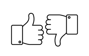 Thumbs up and down. Like and dislike line icons. Social networks outline agreement, positive and negative or bad unlike and good likes line button isolated vector symbols