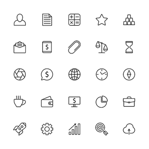 Business line icons. Partnership team, starting money investment business project and target search pictogram icon. Cooperation working resources, network business isolated vector symbols set