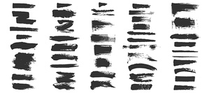 Grunge brushes. Paintbrush sketch strokes, black splash distress texture and paint daub. Rough ink stain and calligraphy element vector set. Illustration sketch grungy shape, artistic splash textured