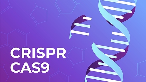 CRISPR CAS9. DNA gene editing tool, genes biotechnology and human genome engineering vector illustration. science medical concept