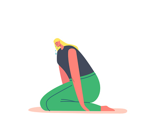 Young Woman Sitting on Floor Crying, Feel Pain and Grief with Tears Pouring Down, Sad Female Character Express Negative Emotions, Upset Girl Bad Mood, Melancholy, Sadness. Cartoon Vector Illustration