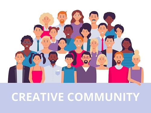 People group. Multiethnic community portrait, diverse adult people and office workers team. Business corporate multicultural coworkers teamwork, multiethnic people work together vector illustration