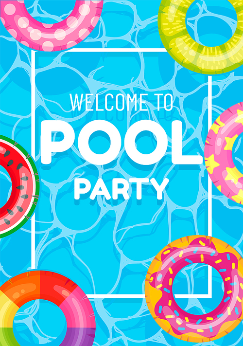 Banner poster invitation to pool party vector. Illustration entertainment swimming party, template flyer welcome to event