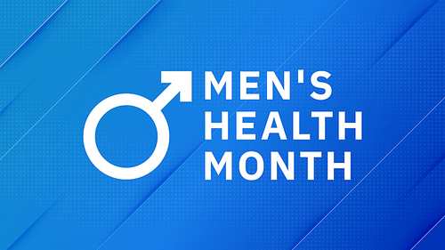 Mens health month. Male healthcare lifestyle celebration day poster template. Man symbol design background. Illustration male campaign, medical care banner