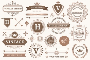 Vintage sign borders. Elegant frame, luxurious old design and antique typography border. Best product stamp, decorative border frames or victorian wedding card logo. Isolated vector symbols set