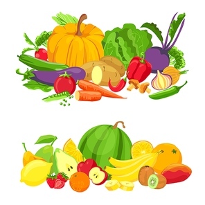 vegetables and fruits groups. organic fresh food. natural farm green products. cartoon tropical fruit for juice. healthy weight loss vector. vegetable and fruits organic, vegetarian harvest illustration