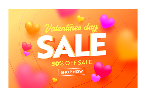 Valentines Day Special Offer Sale Banner, Digital Social Media Marketing Advertising. Special Offer Shop Now. Shopping Discount Social Media Ad Poster, Promo Flyer with Hearts. Vector Illustration