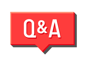 Q and A Red Speech Bubble, Media Icon, Question and Answer Concept. Uppercase Letters, Forum FAQ, Communication, Chat Symbols, Content for Isolated on White Background. Vector Illustration