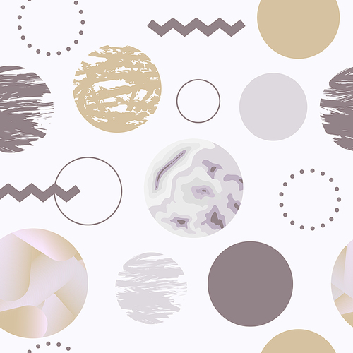 Abstract Seamless Pattern with Circles. Memphis Trendy Background. 80s 90s Fashion Design for Fabric, Print, Covering. Vector illustration