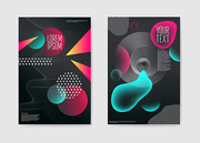 Abstract Black Trendy Posters. Fluid Geometric Shapes Brochure Template. Banner Identity Card Design. Vector illustration