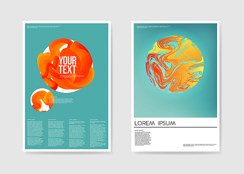 Abstract Trendy Futuristic Poster Liquid Fluid Shapes Brochure Template. Banner Cover Identity Card Design. Vector illustration