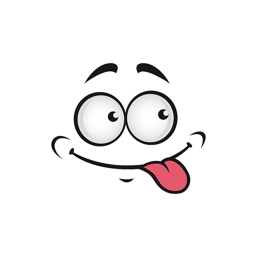 Emoticon smiling and showing tongue isolated emoji face icon. Vector comic smile expression