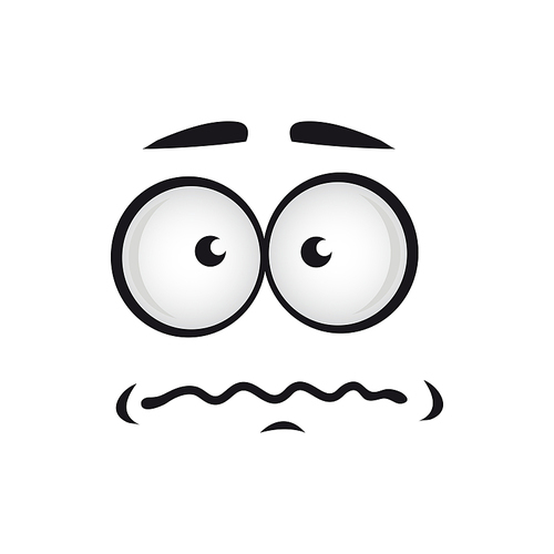 Nervous emoji with panic expression isolated symbol. Vector stress emotion on smiley face