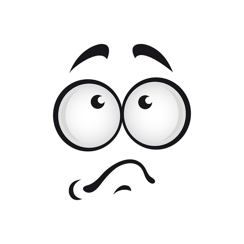 Doubting puzzled emoticon isolated emoji face. Vector uncertain or ensure, thinking smiley expression