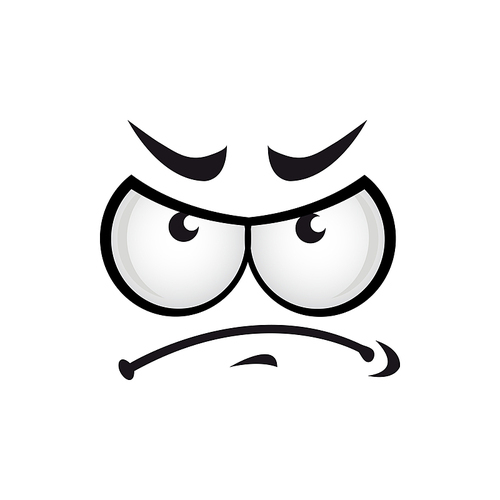 Upset smiley isolated annoyed expression. Vector irritated emoji, angry impatient character