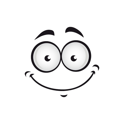 Happy kind emoji isolated comic smile. Vector smiling emoticon, good mood symbol