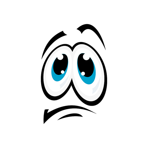 Confused emoji symbol isolated face. Vector dissatisfied emoticon with embarrassed look, upset emotion