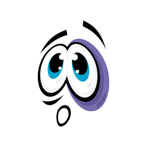 Tired emoji symbol with black eye isolated smiley. Vector shocked emoticon, slaphappy expression