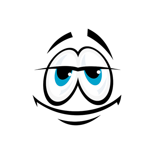 Pleased emoticon isolated emoji symbol. Vector satisfied smiley in good mood, glad expression