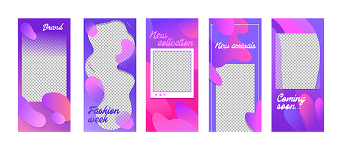 fashion templates set in fluid style. modern unique backgrounds design for social media stories banners and digital marketing advertising  promotion, ad newsletter layouts.vector illustration.