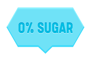 zero percent sugar banner, hexagon speech bubble isolated on white . icon for healthy food or diabetes production, low carb  nutrition package design, vector illustration, badge or sign