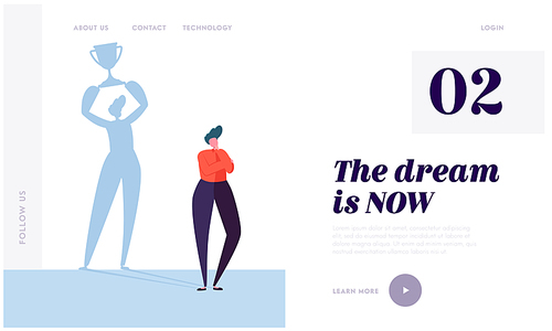 Great Dream Landing Page. Character Imagine Ideal Life. Carefully Plan and Stay Focused. Necessary Motivation and Self-discipline Website or Web Page. Flat Cartoon Vector Illustration