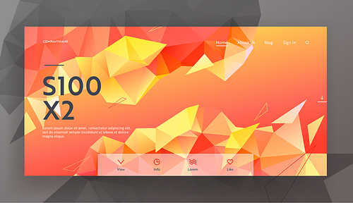 Modern Low Poly Style Background with Triangle Polygonal Pattern. Creative Blurry Geometric Design in Origami Style, Red Yellow Gradient. Website Landing Page, Web Page. Vector Illustration, Banner