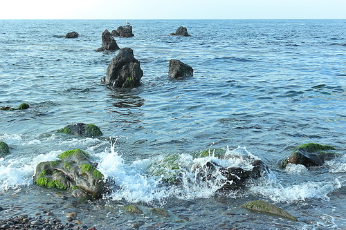 제주도앞바다의 평화로운 파도물결