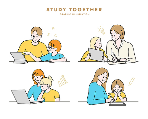 아이 공부를 도와주는 학부모