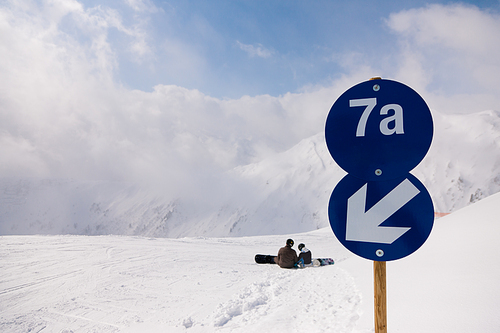 Ski piste in the alp mountains