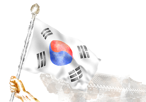대한민국 국경일에 그래픽 배경으로 사용 가능한 한국 국기 태극기를 응용한 그래픽 이미지