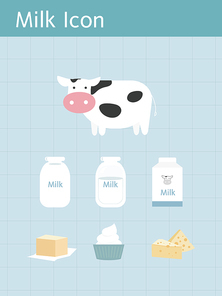우유 & 유제품 아이콘 일러스트(milk cow)