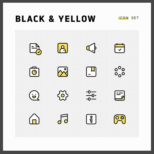 블랙&예로우 라인아이콘 세트_UIUX01