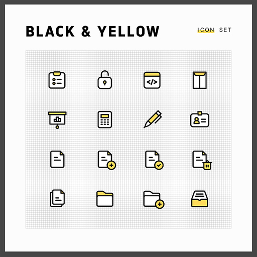 블랙&예로우 라인아이콘 세트_비즈니스01