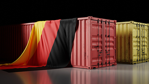 독일 국기와 컨테이너 박스