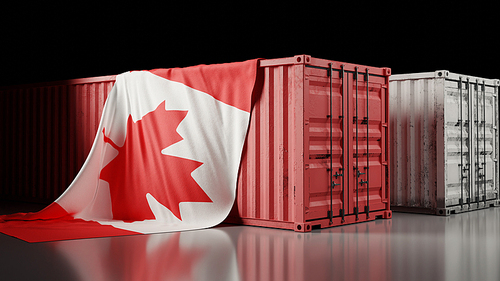 캐나다 국기와 컨테이너 박스