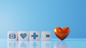 의료 컨셉 아이콘과 심장 모양 배경