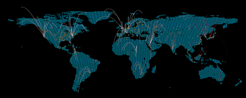 전세계 수출입 네트워크 스타일 지도