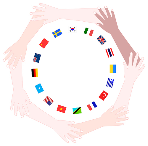 세계인의날-세계국기와 손의손잡고