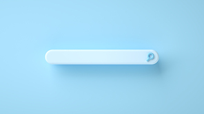 3D illustration. Blank web search bar on blue background. Internet concept.