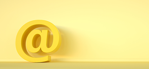 Mail 3d render design element email sign. Contact concept. Copy space
