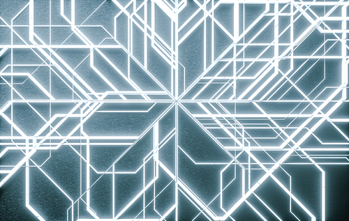 3d illustration. Futuristic and digital abstract background with white neon lights.