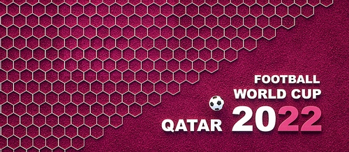 Words Football world cup 2022 Qatar with Copy space for your text or design, on grass with the national color. 3d rendering