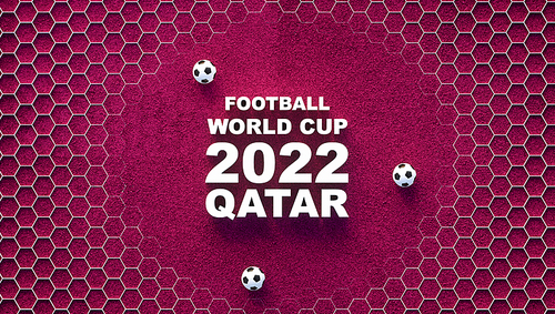 Words Football world cup 2022 Qatar on grass with the national color background. 3d rendering