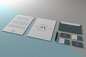 3D Illustration. Branding stationery design mockup. Template for branding design. Business concept.