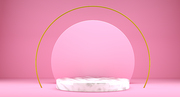 Mock up geometric shape podium for product design, 3d rendering, pink color
